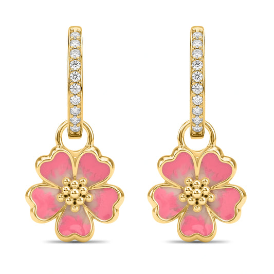 Roovi Mia Belle Flower 925 Silver Hoops I 2 in 1 I Deatchable Flower Charm