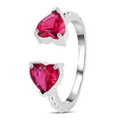 Dil to Dil Heart Ring in 925 Silver with American Diamonds