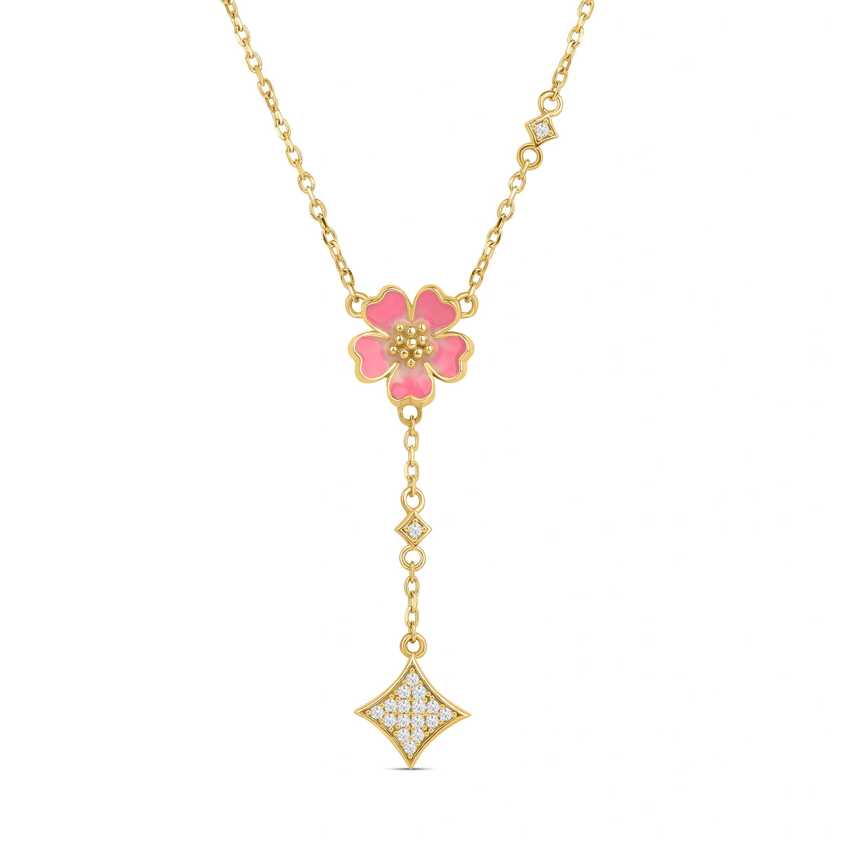 Roovi Mia Belle 925 Silver Flora Necklace with 22kt Gold Plating