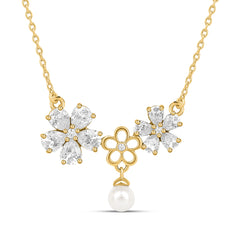 Roovi Dainty Dreams Floral Necklace in 925 Silver with 22kt Gold Plated