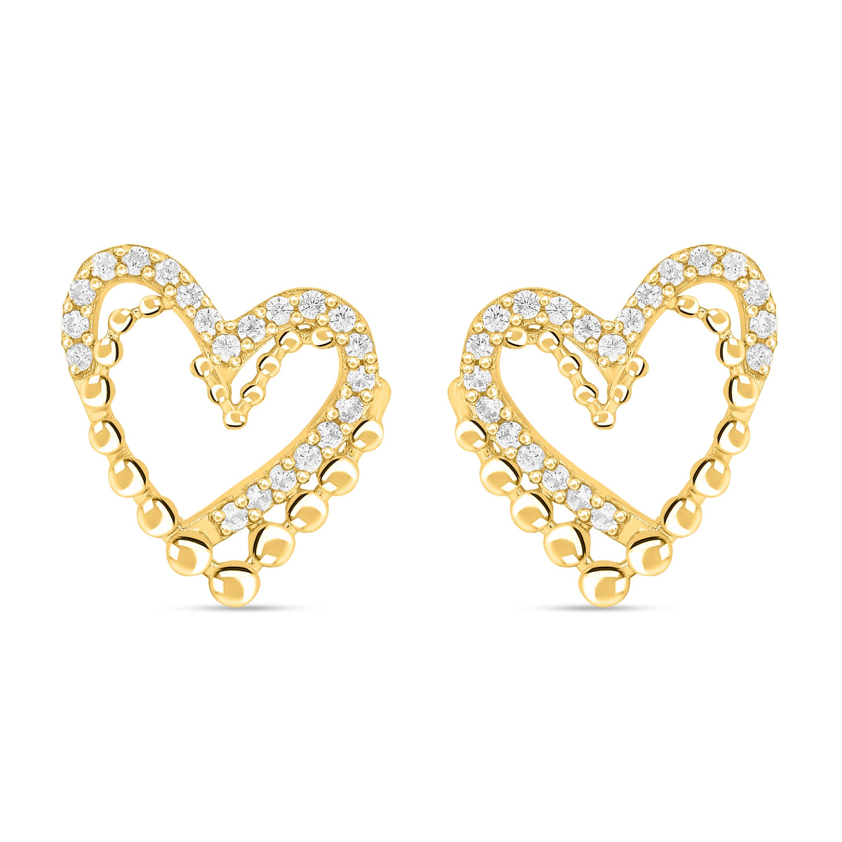 Heart in Heart Earring in 925 Silver with 22kt Gold Plating