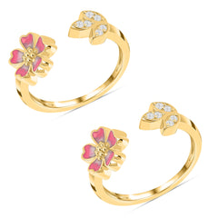 Bloom Girl 925 Silver Toe Rings with 22kt Gold Plated