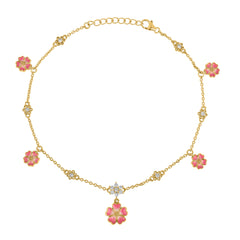 Flora Vibe Party Wear Anklet in 925 Silver