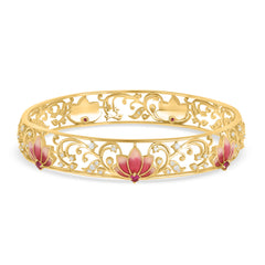 Padma Lotus Bangle in 925 Silver with 22kt Gold Plating -1 pc