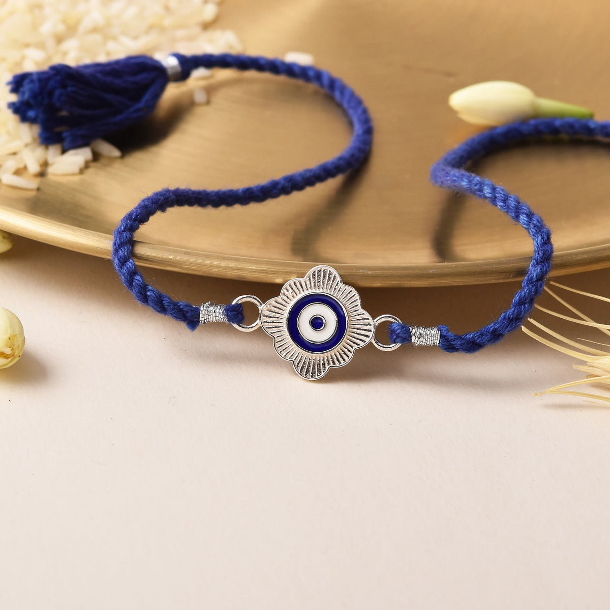 Roovi 925 Silver Evil Eye Chakra Rakhi Rakhi For Brother