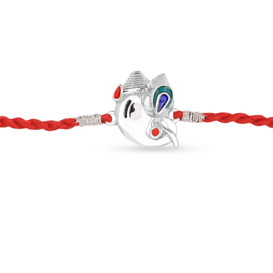 Roovi 925 Silver Ganpati Bappa Rakhi For Brother