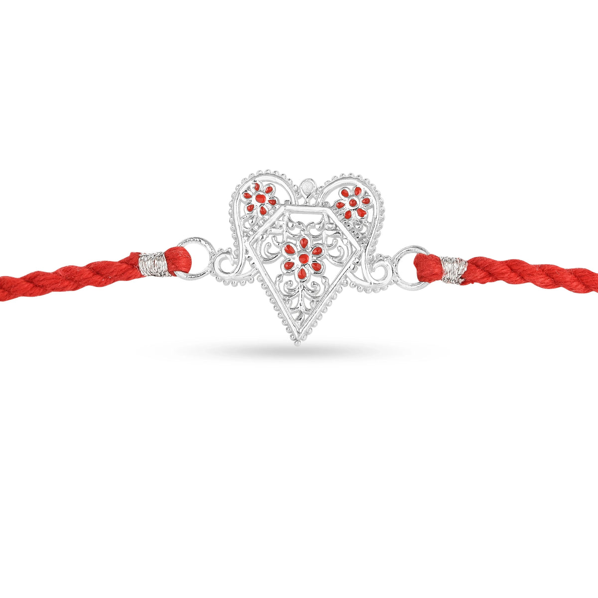 Roovi 925 Silver Peepal Leaf Subh Rakhi For Brother