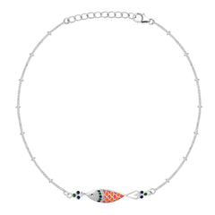 Madhubani Maach 925 Silver Anklet for Women I 2 Pc
