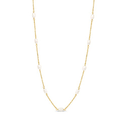 Soft Glow Pearl Necklace in Pure 925 Silver with 22kt Gold Plated