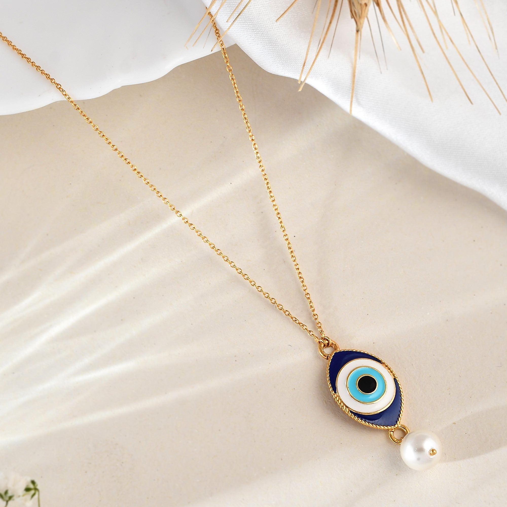 Buy 925 Silver Evil Eye Necklace with Pearl