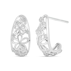 Roovi Floral Dreams 925 Silver Huggies Earrings
