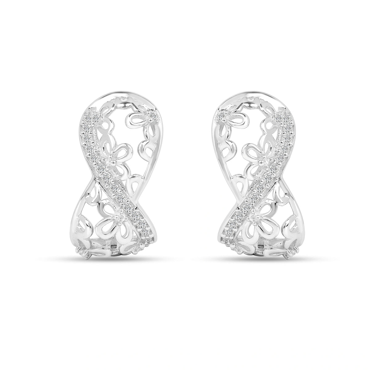 Roovi Classy Florets Huggie in 925 Silver with  22kt Gold Plating