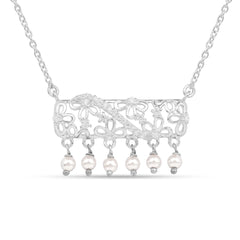 Roovi Flora Pearl Necklace in 925 Silver with 22kt Gold Plating