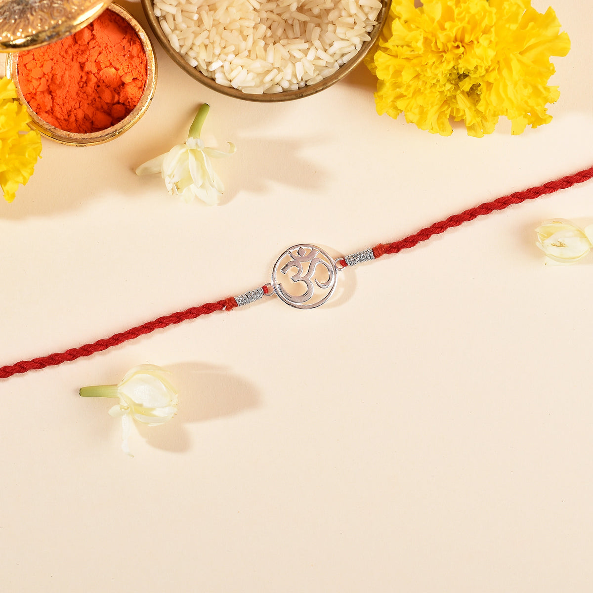 Roovi Pure 925 Silver Om Rakhi For Brother