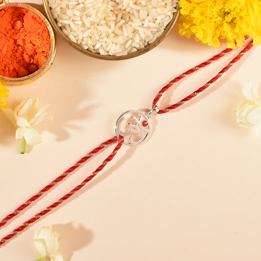 Roovi 925 Silver Om Rakhi cum Pendant I 2 in 1 Style I Rakhi for brother