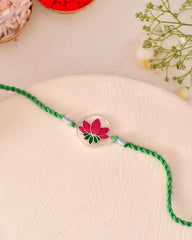 Roovi 925 Silver Lotus Rakhi I Raksha Bandhan Rakhi for Brother I Gift for Men & Boys I 925 Hallmark