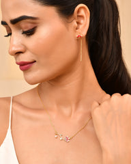 Roovi Lotus Petals 2 in 1 Style Stud Earrings in 925 Silver