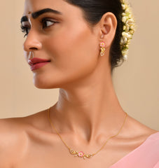 Gulabi Blush 925 Silver Earring with Pink AD