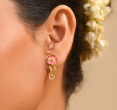 Sweet Blossom 925 Silver Earring with Pink Enamel