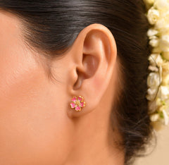 Pink Mist 925 Silver Stud Earring with Enamel