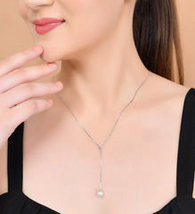 Lariat Pearl Neckalce in 925 Silver