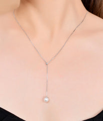 Lariat Pearl Neckalce in 925 Silver