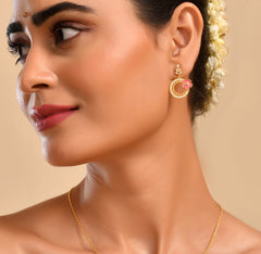 Flora Drip 925 Silver Drop Earring with Pink Enamel