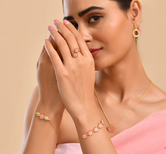 Pink Mist Flora Bracelet in 925 Silver with 22kt Gold Plated