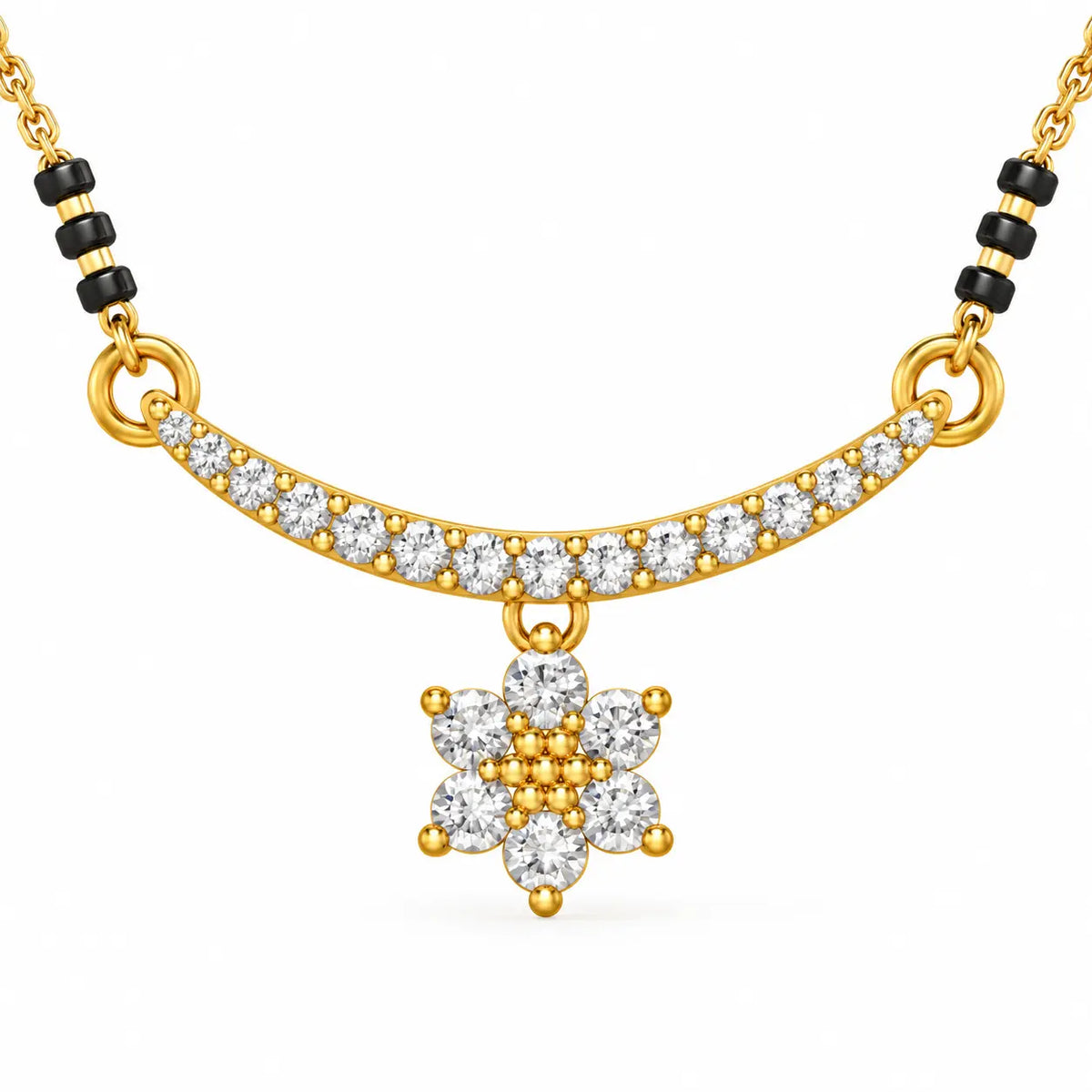 Roovi Floral Drop 925 Sterling Silver Mangalsutra