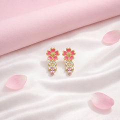 Gulabi Blush 925 Silver Earring with Pink AD