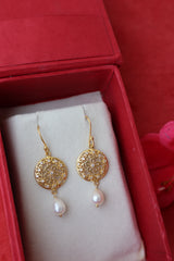 Roovi Bloom Flowers Real Pearl 925 Silver Dangler Earrings