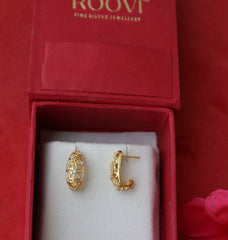 Roovi Floral Dreams 925 Silver Huggies Earrings