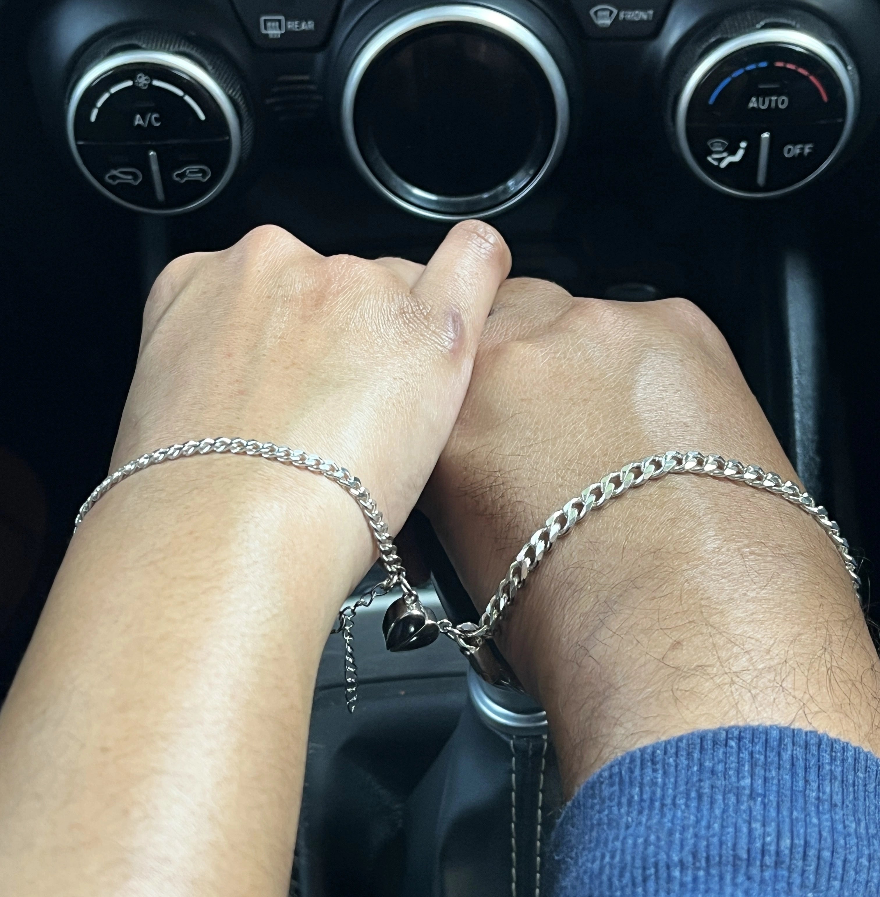 Always Together Heart Charm 925 Silver Couple Bracelets PC Bracelet)