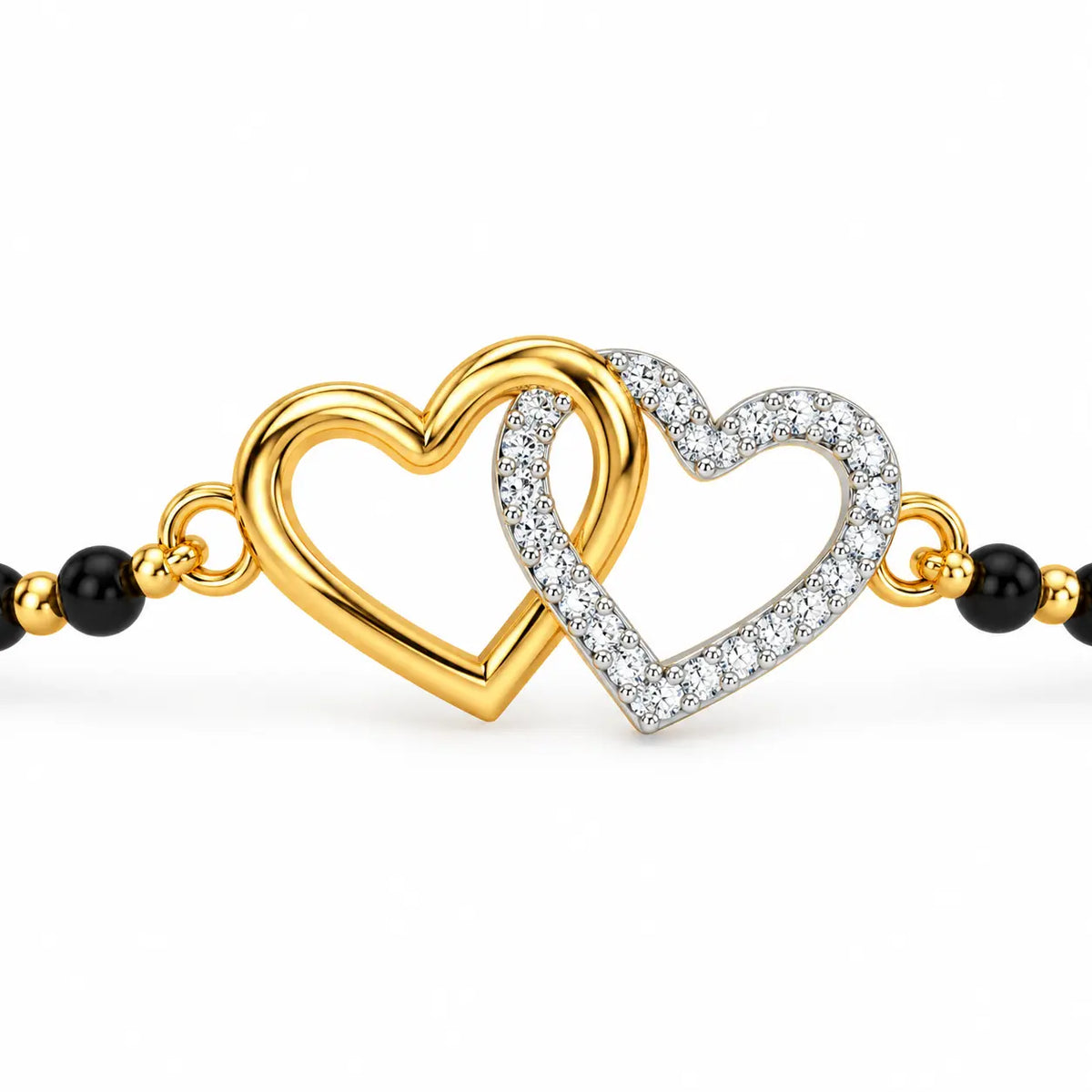 Roovi Heart to Heart 925 Sterling Silver Mangalsutra Bracelet