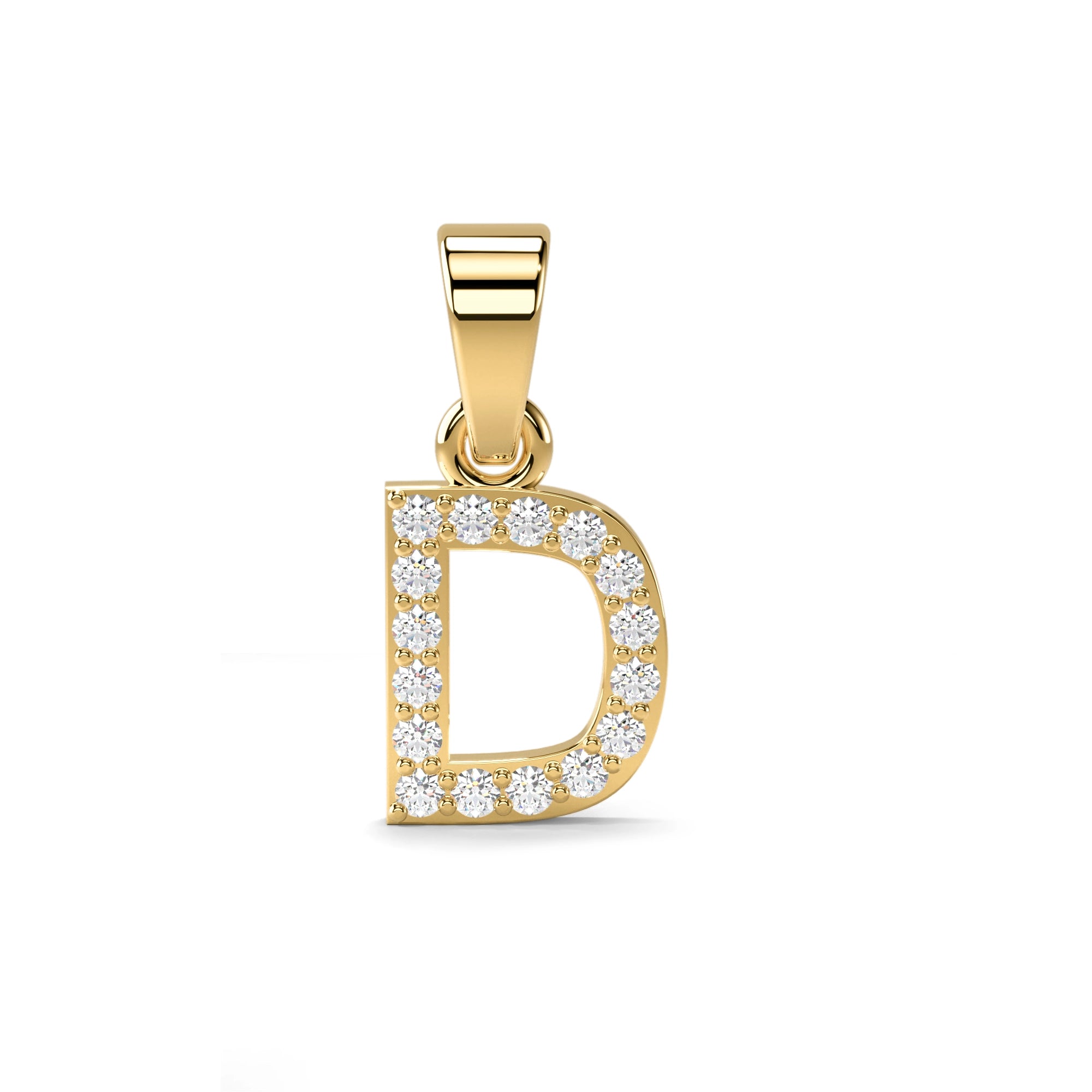 Letter D Diamond Pendant in 18kt Gold Vermeil