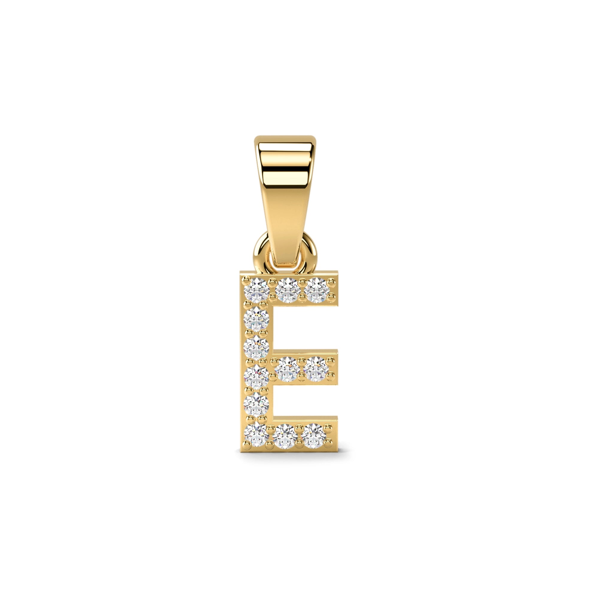 Letter E Diamond Pendant in 18kt Gold Vermeil