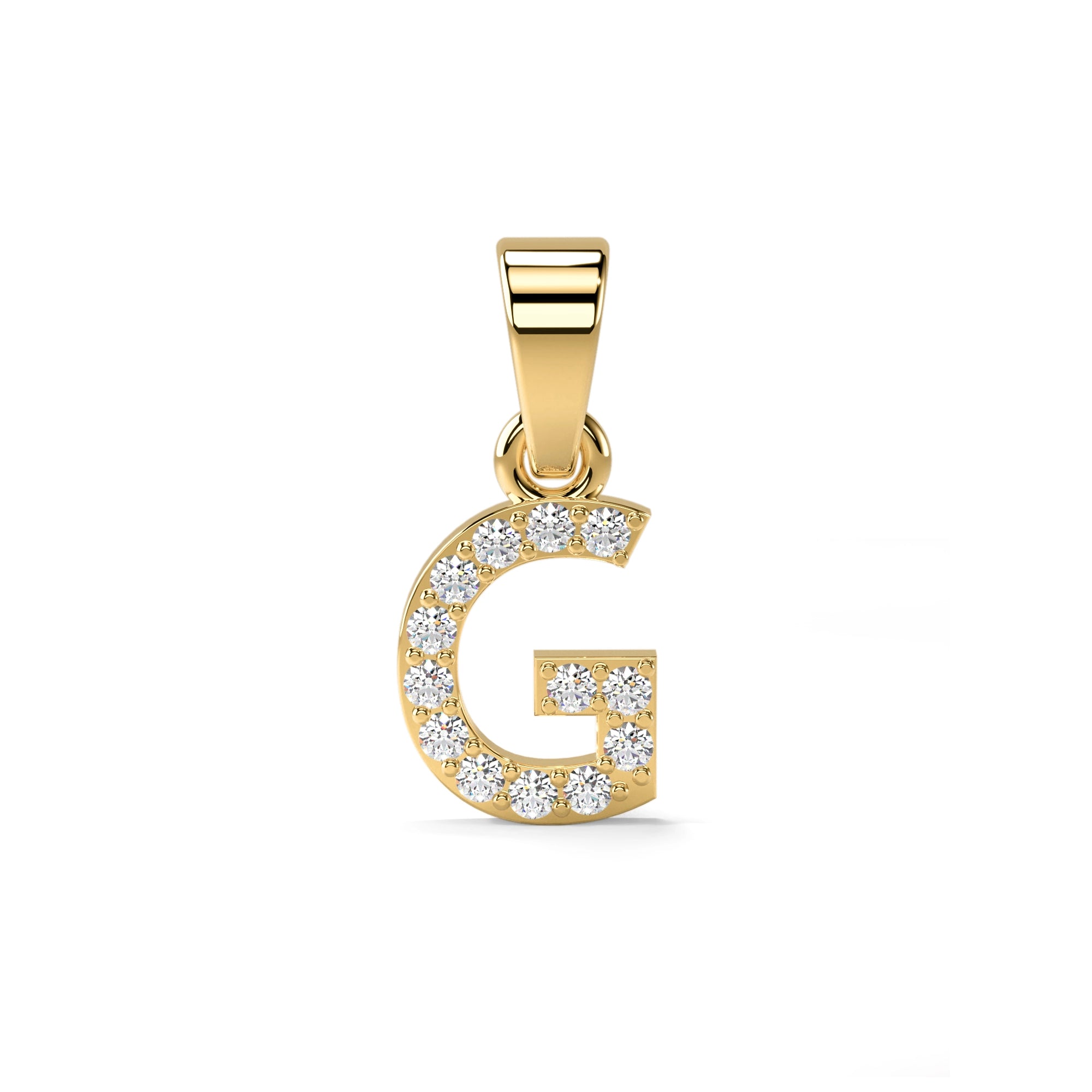 Letter G Diamond Pendant in 18kt Gold Vermeil