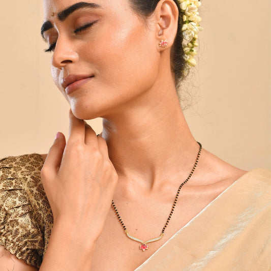 Padma Lotus 925 Silver Mangalsutra with 22kt Gold Plating