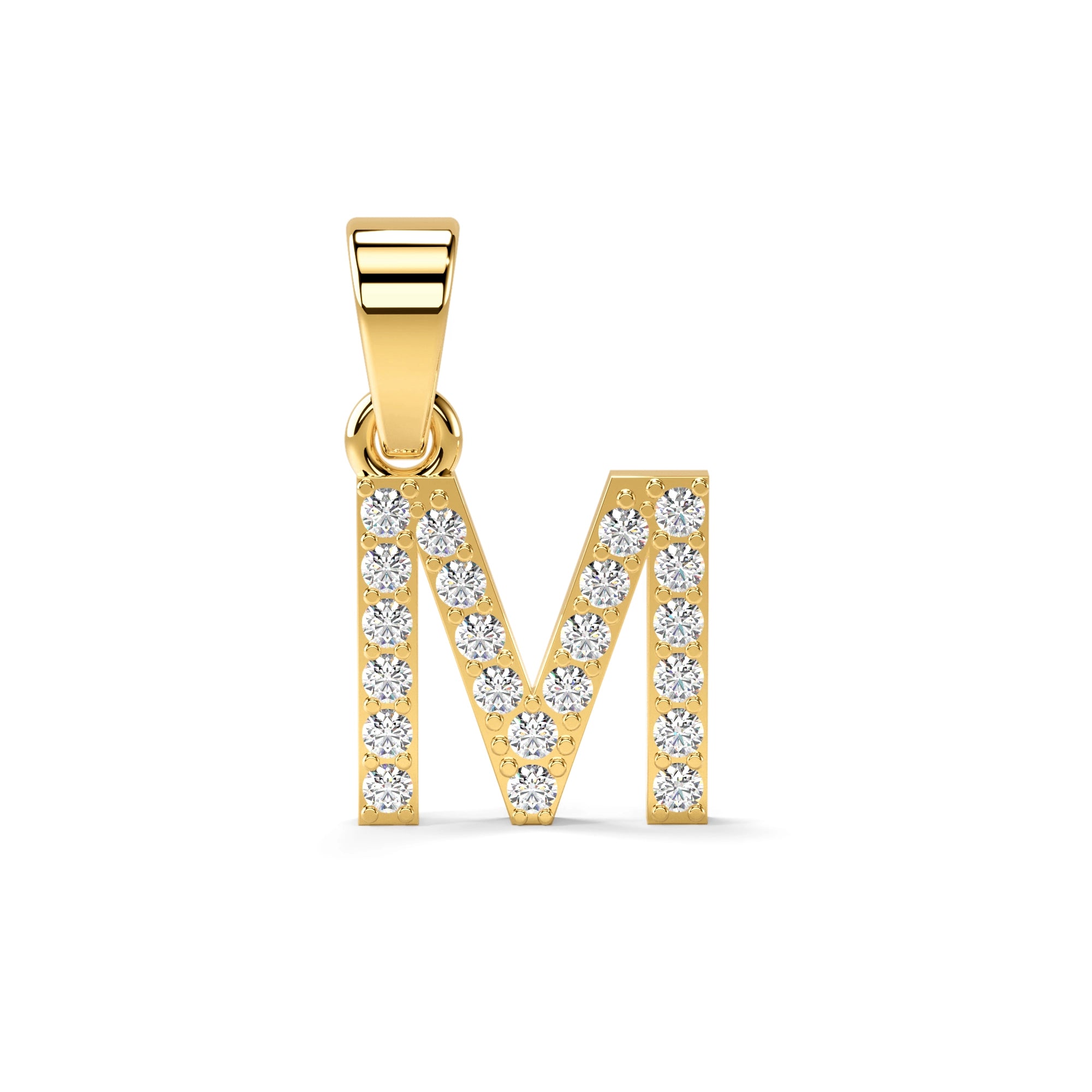 M Alphabet Diamond Pendant in 18kt Gold Vermeil