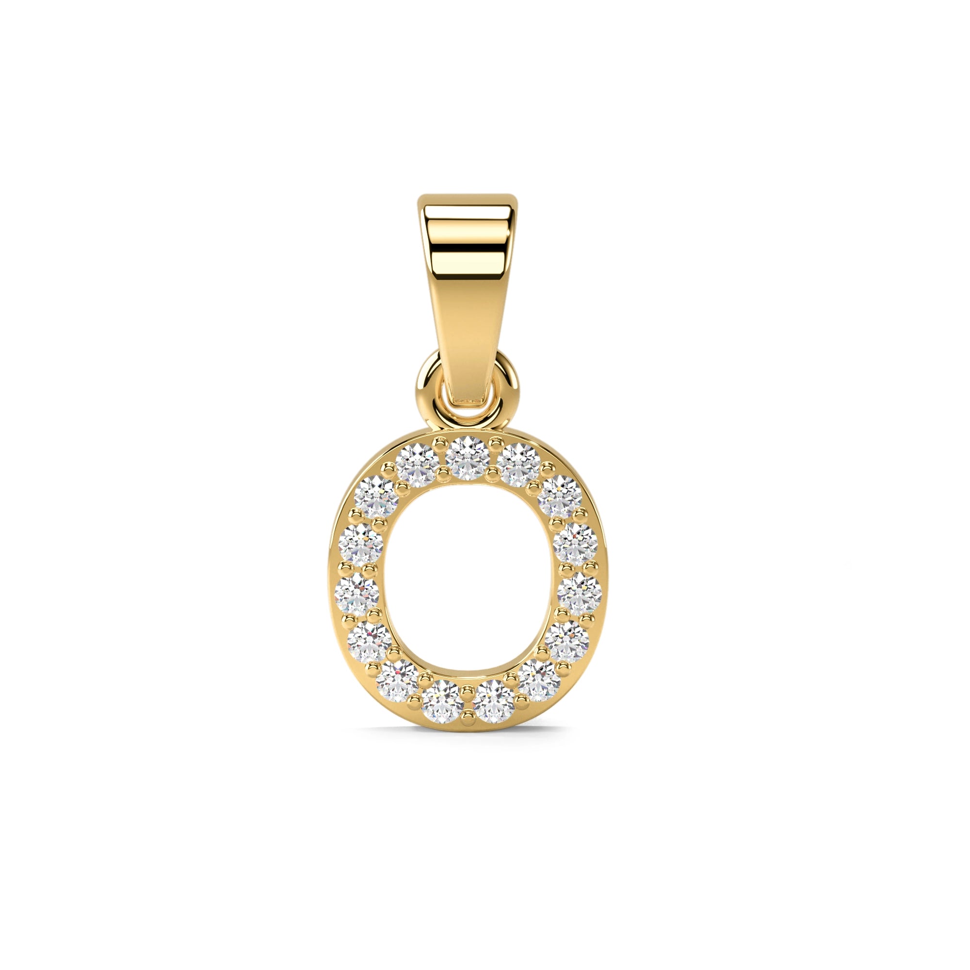 O Alphabet Diamond Pendant in 18kt Gold Vermeil