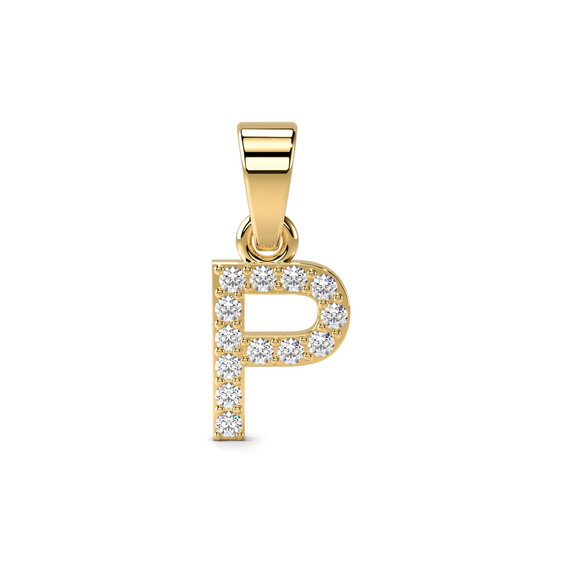 P Alphabet Diamond Pendant in 18kt Gold Vermeil
