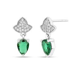 Roovi 925 Silver Emerald Drop Earrings
