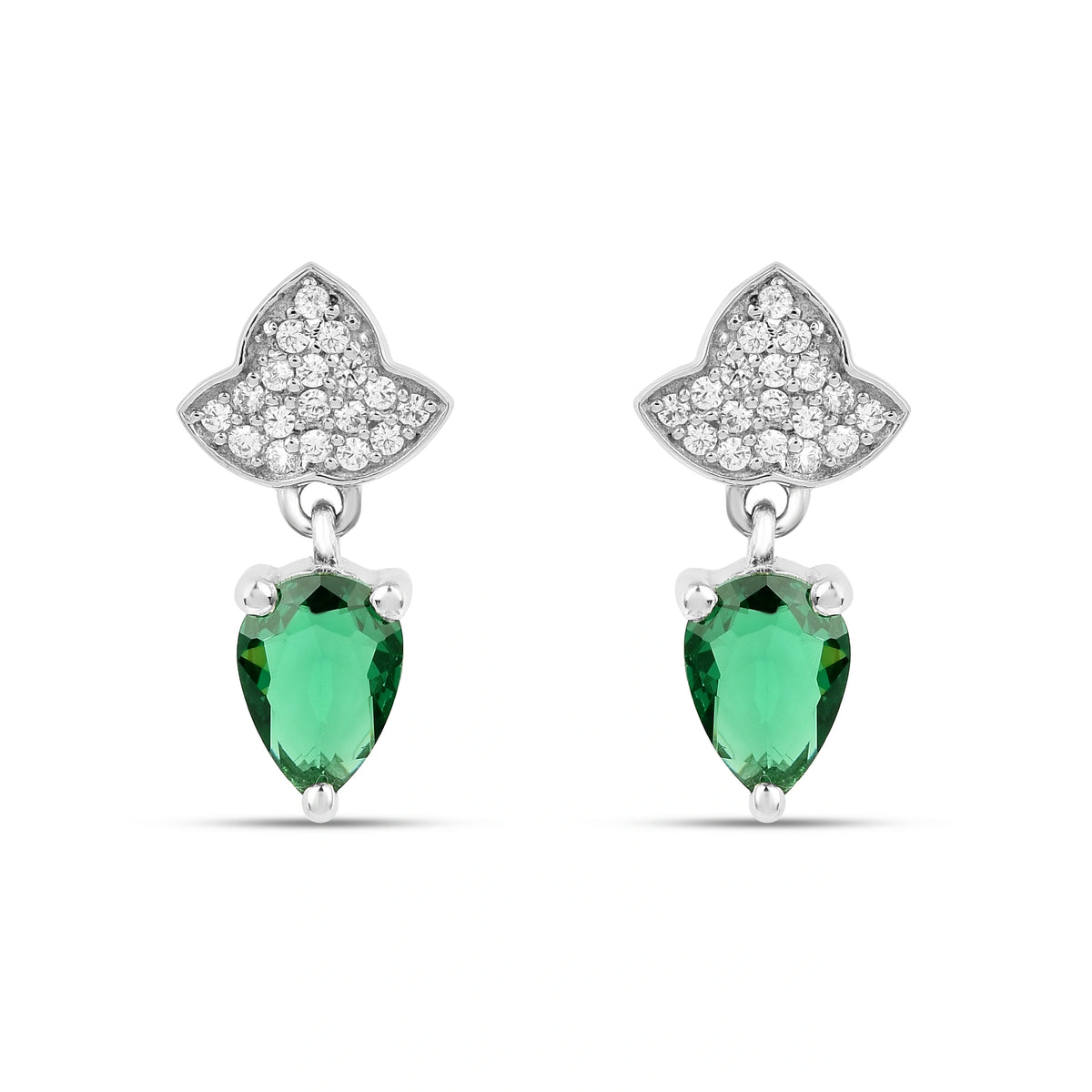 Roovi 925 Silver Emerald Drop Earrings
