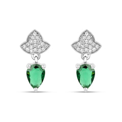 Roovi 925 Silver Emerald Drop Earrings
