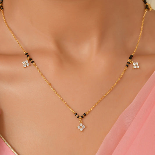 Roovi Clover Drop 925 Silver Mangalsutra Online