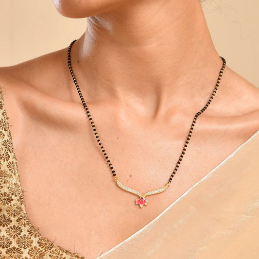 Roovi Padma Lotus 925 Sterling Silver Mangalsutra Pendant