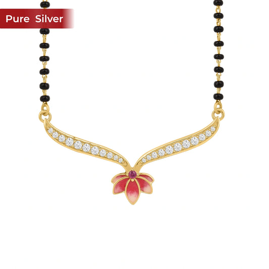 Roovi Padma Lotus 925 Sterling Silver Mangalsutra for Women