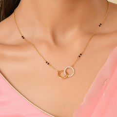 Roovi You & Me Modern Silver Mangalsutra with Circular Pendant