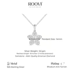 Roovi Flower Pendant Necklace in 925 Silver
