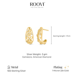 Roovi Floral Dreams 925 Silver Huggies Earrings